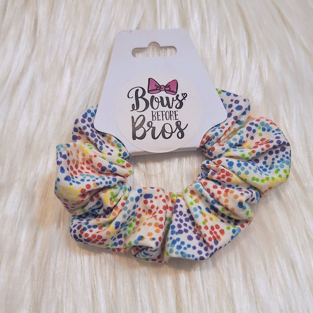 Rainbow Dot Scrunchie